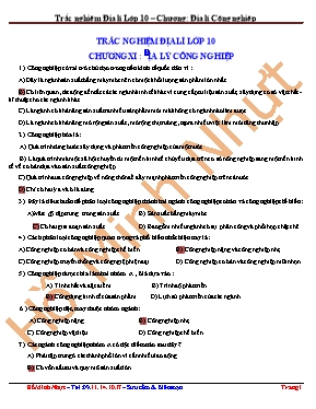Câu hỏi trắc nghiệm ôn tập chương 6 Địa lí lớp 10 (Có đáp án) - Hồ Minh Nhựt